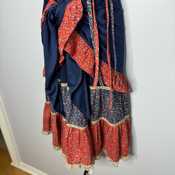 Jody T of California Vintage 70's Prairie Cottage Tier Floral Ruffle Midi Dress - Picture 6 of 16